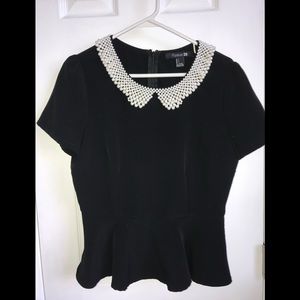 Forever 21 Black Top with bead detail - size Large